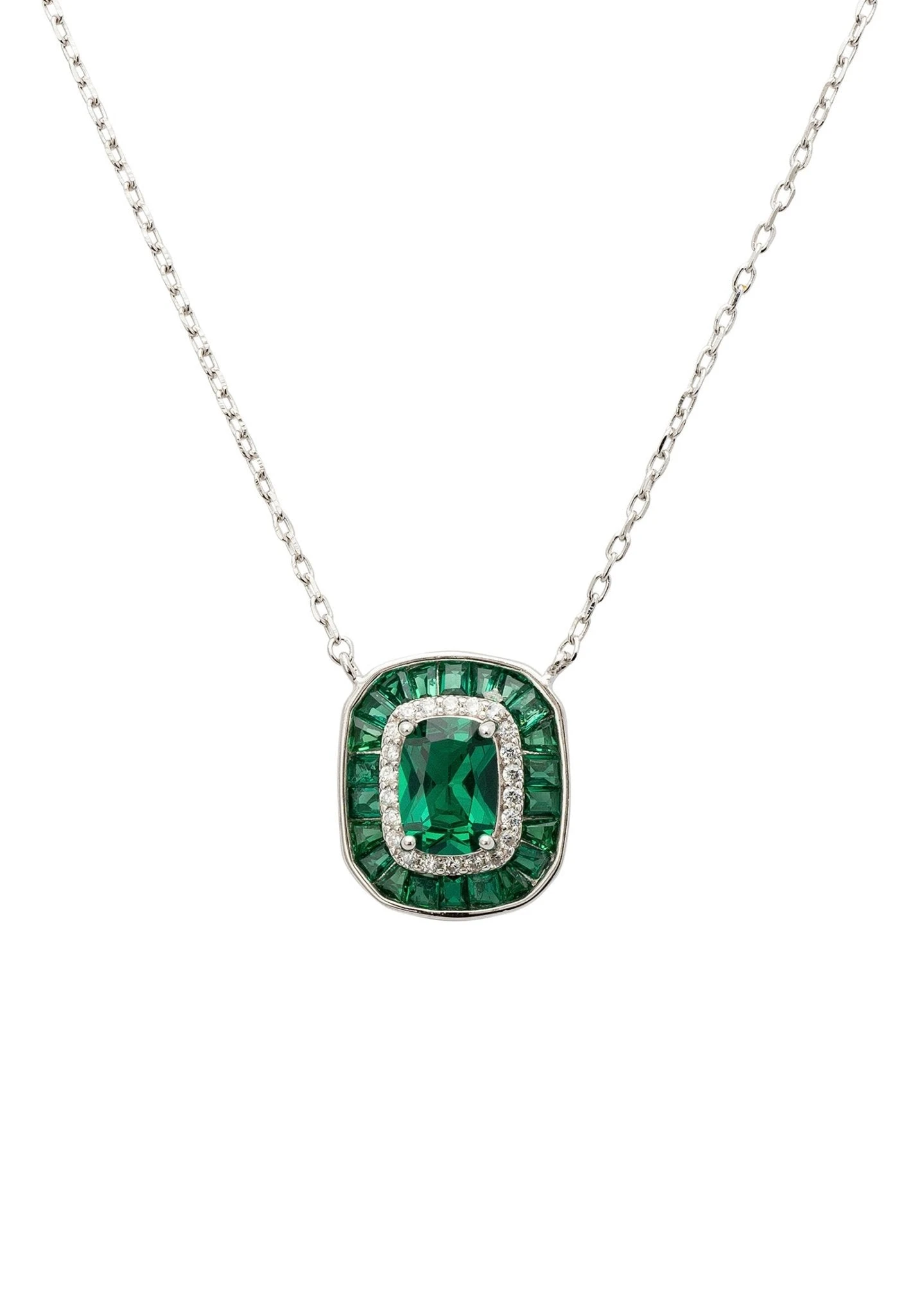 Latelita Great Gatsby Pendant Necklace Emerald Silver 1 Latelita Great Gatsby Pendant Necklace Emerald Silver