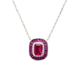 Latelita Great Gatsby Pendant Necklace Ruby Silver