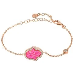Latelita Hamsa Opalite Pink Bracelet Rosegold