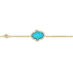 Latelita Hamsa Opalite Turquoise Blue Bracelet Gold -Ornavique Sales hamsa opalite turquoise blue bracelet gold 295547