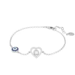 Latelita Heart Evil Eye Bracelet Silver