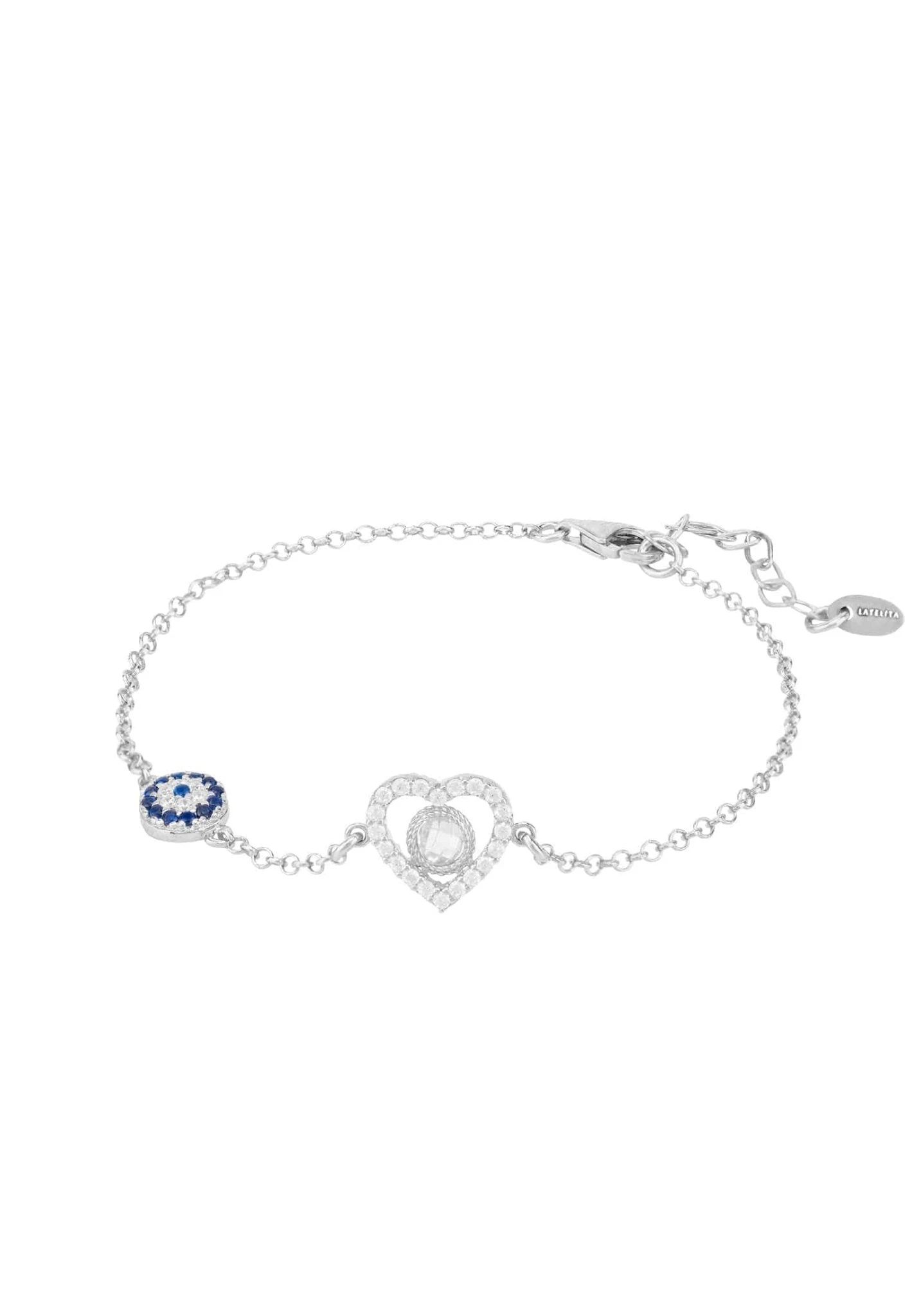 Latelita Heart Evil Eye Bracelet Silver 1 Latelita Heart Evil Eye Bracelet Silver