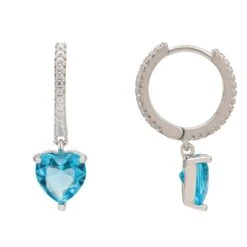 Latelita Heart Huggie Hoop Earrings Silver Blue Topaz -Ornavique Sales heart huggie hoop earrings silver blue topaz 592048