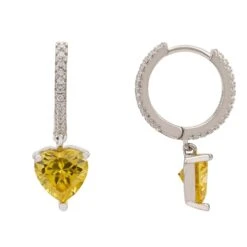 Latelita Heart Huggie Hoop Earrings Silver Citrine -Ornavique Sales heart huggie hoop earrings silver citrine 218936