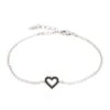 Latelita Heart Mini Cz Bracelet Black Silver