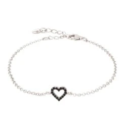 Latelita Heart Mini Cz Bracelet Black Silver