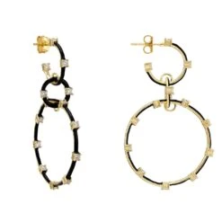 Latelita Helix Black Enamel Hoop Earrings Gold -Ornavique Sales helix black enamel hoop earrings gold 771912