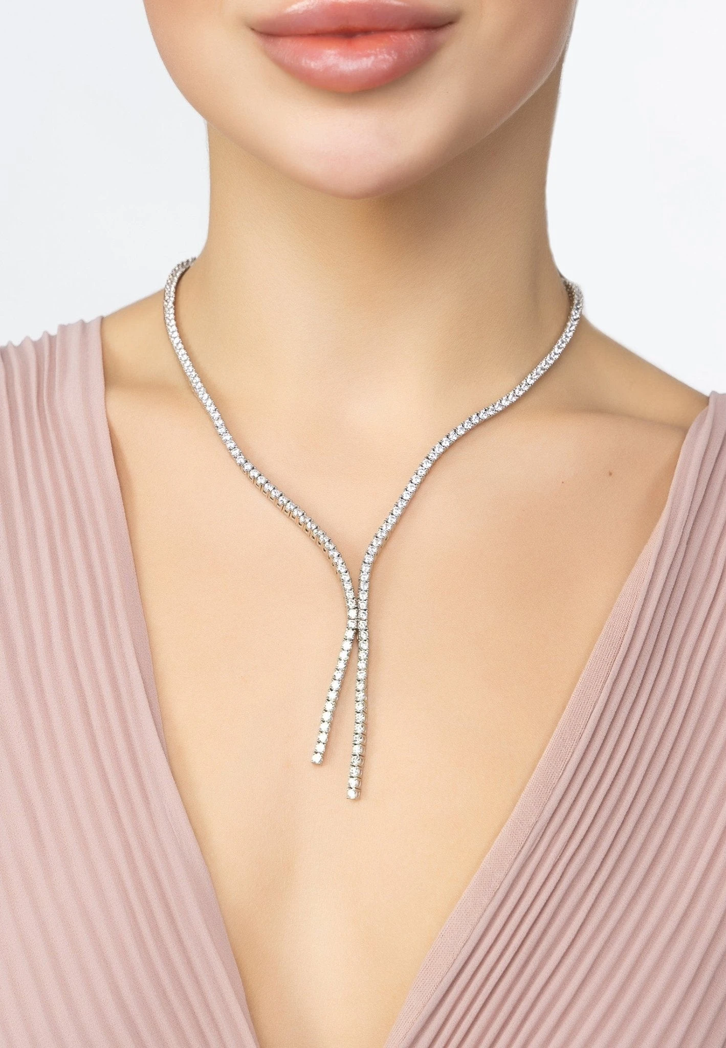 Latelita Hollywood Tennis Necklace Silver 2 Latelita Hollywood Tennis Necklace Silver - Image 2