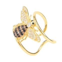 Latelita Honey Bee Cocktail Ring Adjustable Gold -Ornavique Sales honey bee cocktail ring adjustable gold 795627