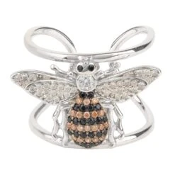 Latelita Honey Bee Cocktail Ring Adjustable Silver