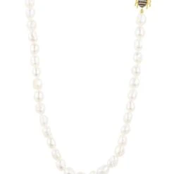 Latelita Honey Bee Pearl Gemstone Long Necklace Gold