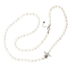 Latelita Honey Bee Pearl Gemstone Long Necklace Silver 8 Latelita Honey Bee Pearl Gemstone Long Necklace Silver -Ornavique Sales honey bee pearl gemstone long necklace silver 673468