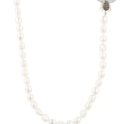 Latelita Honey Bee Pearl Gemstone Long Necklace Silver