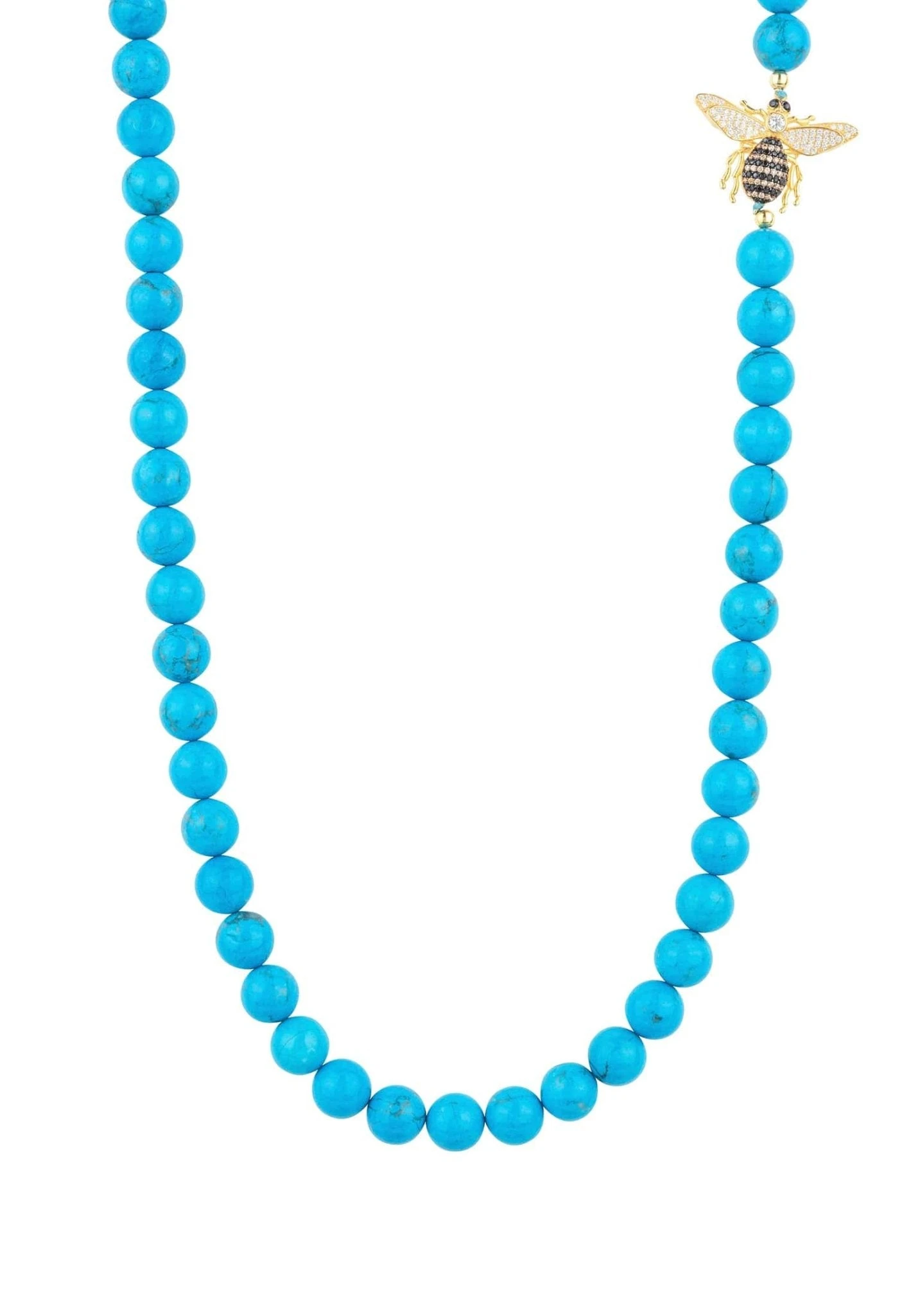 Latelita Honey Bee Turquoise Gemstone Long Necklace Gold 1 Latelita Honey Bee Turquoise Gemstone Long Necklace Gold