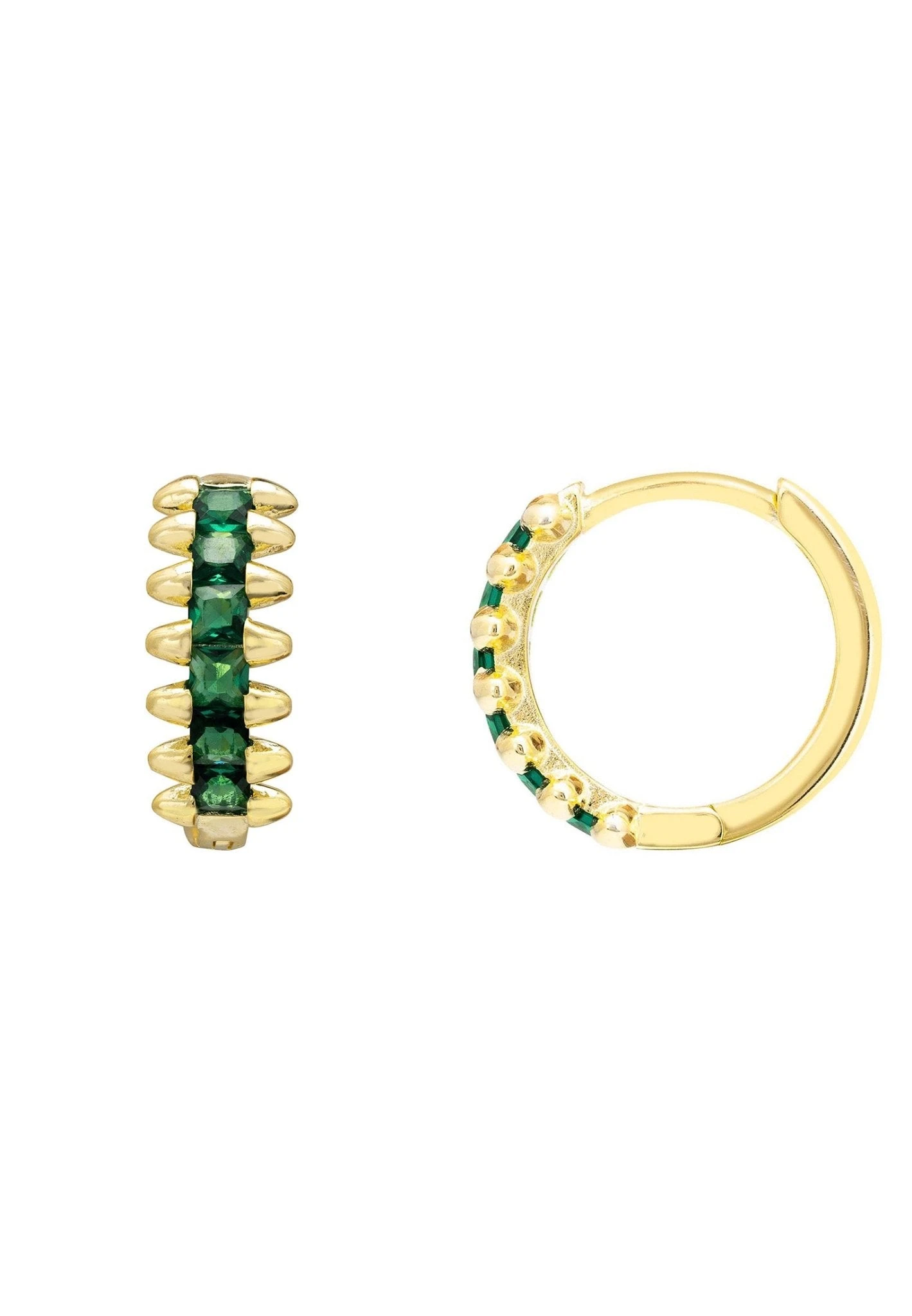 Latelita Huggie Hoop Earrings Emerald Gold 3 Latelita Huggie Hoop Earrings Emerald Gold - Image 3