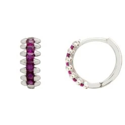 Latelita Huggie Hoop Earrings Ruby Silver 6 Latelita Huggie Hoop Earrings Ruby Silver -Ornavique Sales huggie hoop earrings ruby silver 600167