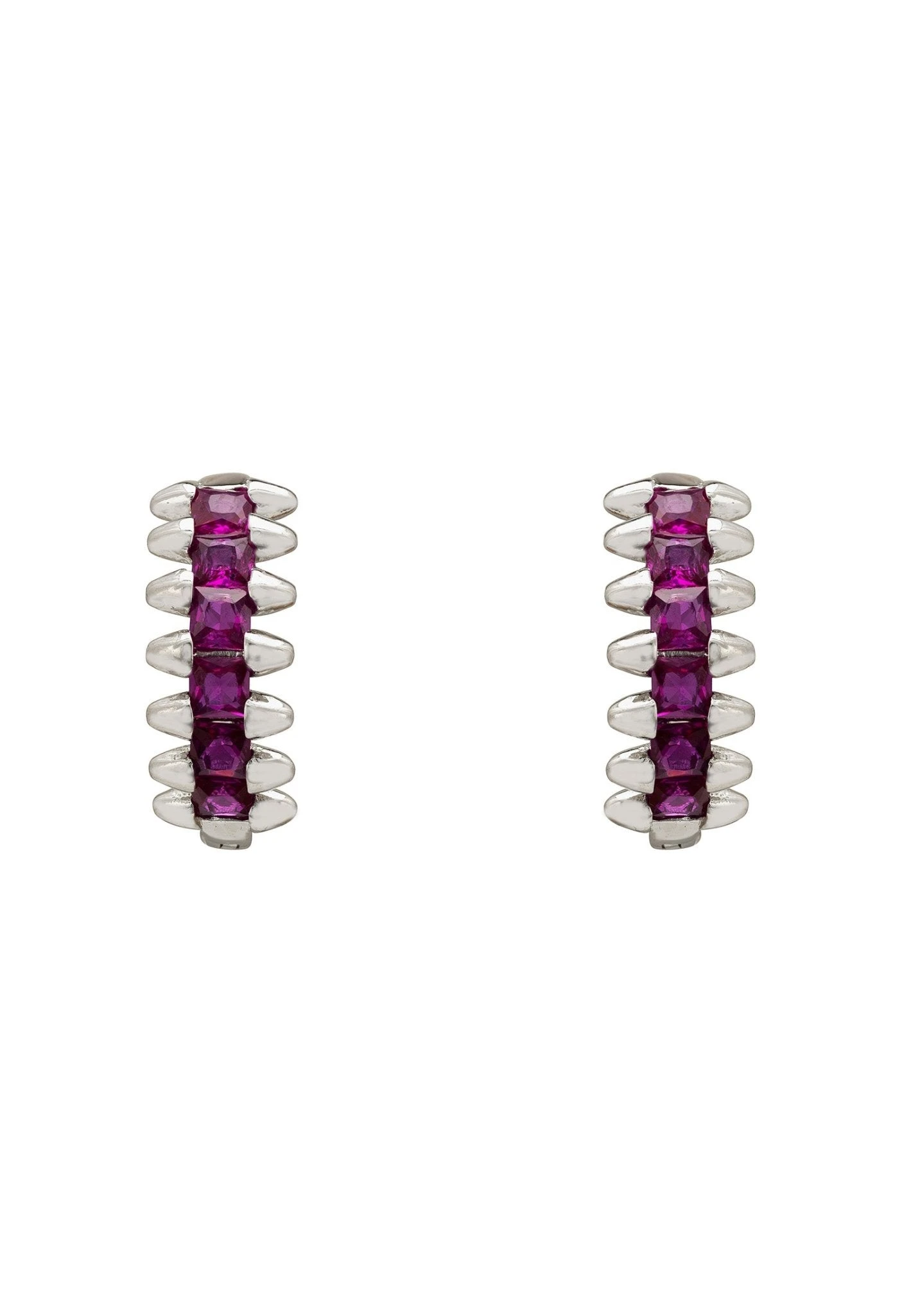 Latelita Huggie Hoop Earrings Ruby Silver 1 Latelita Huggie Hoop Earrings Ruby Silver