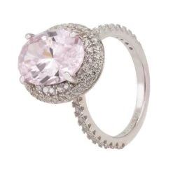 Latelita Katherine Gemstone Cocktail Ring Silver Morganite