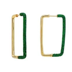 Latelita Large Link Hoop Earrings Gold Emerald Green Cz -Ornavique Sales large link hoop earrings gold emerald green cz 249942