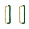 Latelita Large Link Hoop Earrings Gold Emerald Green Cz