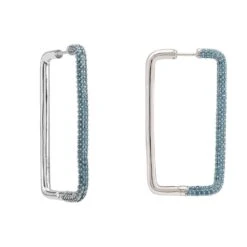 Latelita Large Link Hoop Earrings Silver Aqua Cz -Ornavique Sales large link hoop earrings silver aqua cz 640874