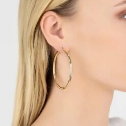Latelita Large Metallic Hoop Earrings Gold 6 Latelita Large Metallic Hoop Earrings Gold -Ornavique Sales large metallic hoop earrings gold 207942