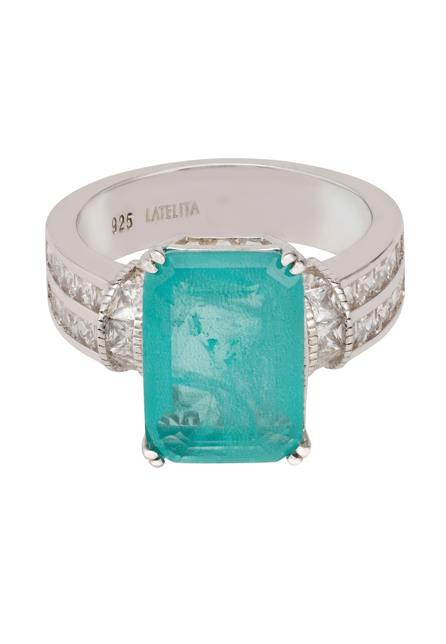 Latelita Lillibet Paraiba Tourmaline Cocktail Ring Silver 3 Latelita Lillibet Paraiba Tourmaline Cocktail Ring Silver - Image 3
