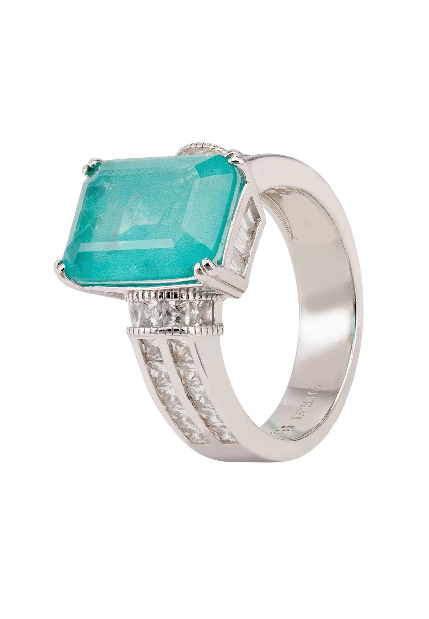 Latelita Lillibet Paraiba Tourmaline Cocktail Ring Silver 1 Latelita Lillibet Paraiba Tourmaline Cocktail Ring Silver