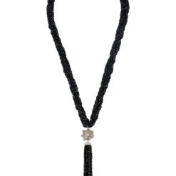 Latelita Lotus Flower Tassel Statement Necklace Black Spinel Silver 6 Latelita Lotus Flower Tassel Statement Necklace Black Spinel Silver -Ornavique Sales lotus flower tassel statement necklace black spinel silver 655454