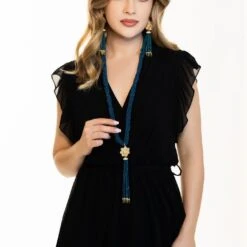 Latelita Lotus Flower Tassel Statement Necklace Iolite Blue Gold -Ornavique Sales lotus flower tassel statement necklace iolite blue gold 284416