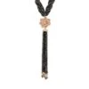 Latelita Lotus Flower Tassel Statement Necklace Labradorite Grey Rosegold