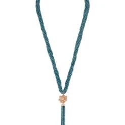 Latelita Lotus Flower Tassel Statement Necklace Turquoise Blue Rosegold -Ornavique Sales lotus flower tassel statement necklace turquoise blue rosegold 855875