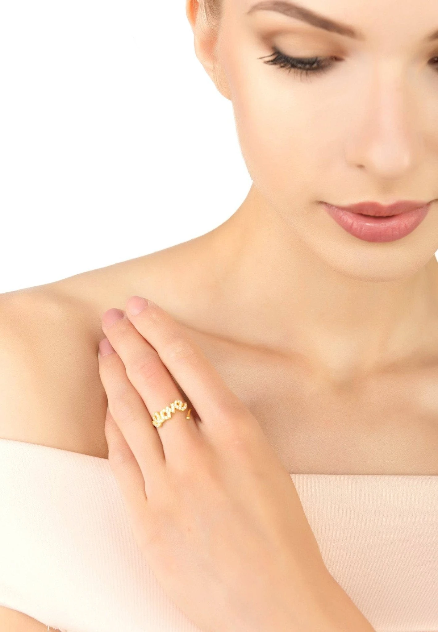 Latelita Love Midi Ring Cz Gold 2 Latelita Love Midi Ring Cz Gold - Image 2