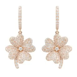 Latelita Lucky Clover Huggie Hoop Earrings Rosegold