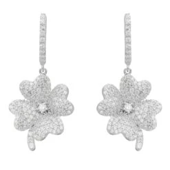 Latelita Lucky Clover Huggie Hoop Earrings Silver