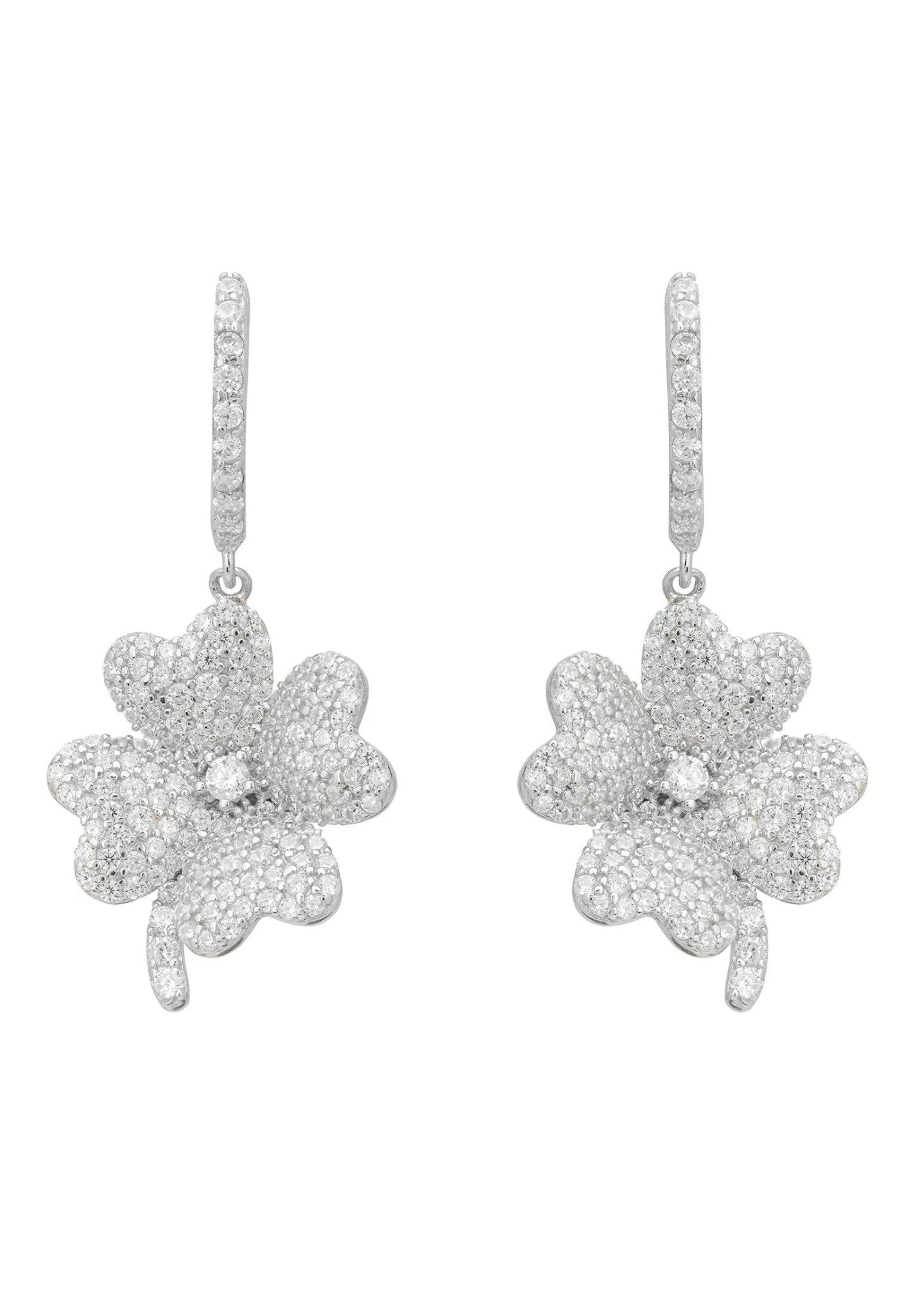 Latelita Lucky Clover Huggie Hoop Earrings Silver 1 Latelita Lucky Clover Huggie Hoop Earrings Silver