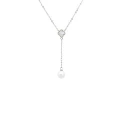 Latelita Lucky Clover Pearl Choker Necklace Silver