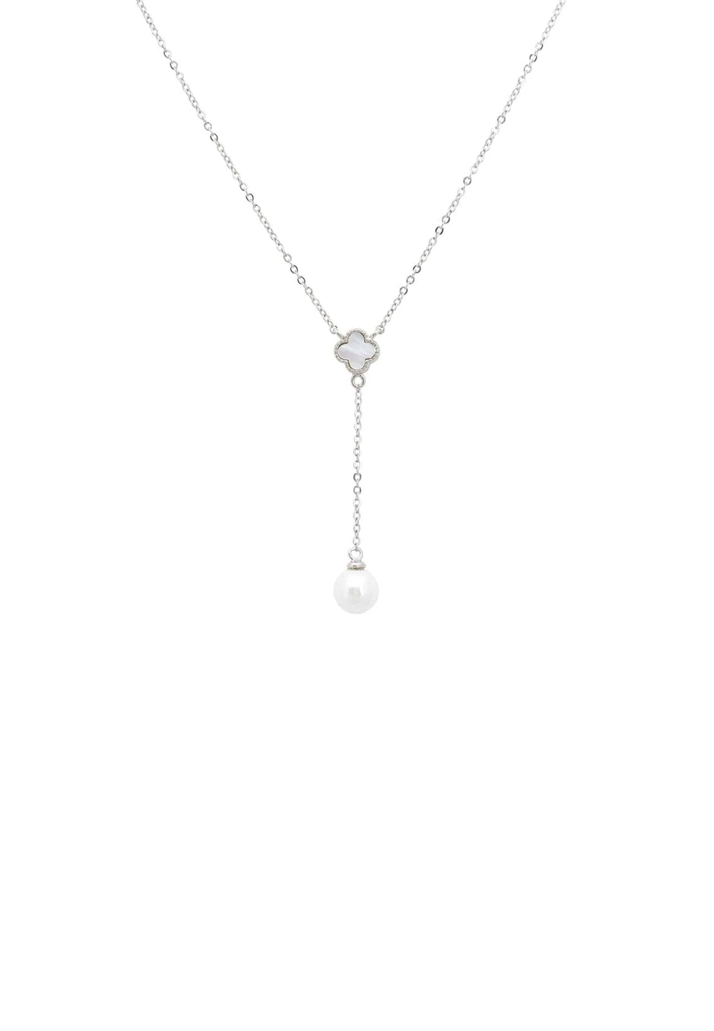 Latelita Lucky Clover Pearl Choker Necklace Silver 1 Latelita Lucky Clover Pearl Choker Necklace Silver