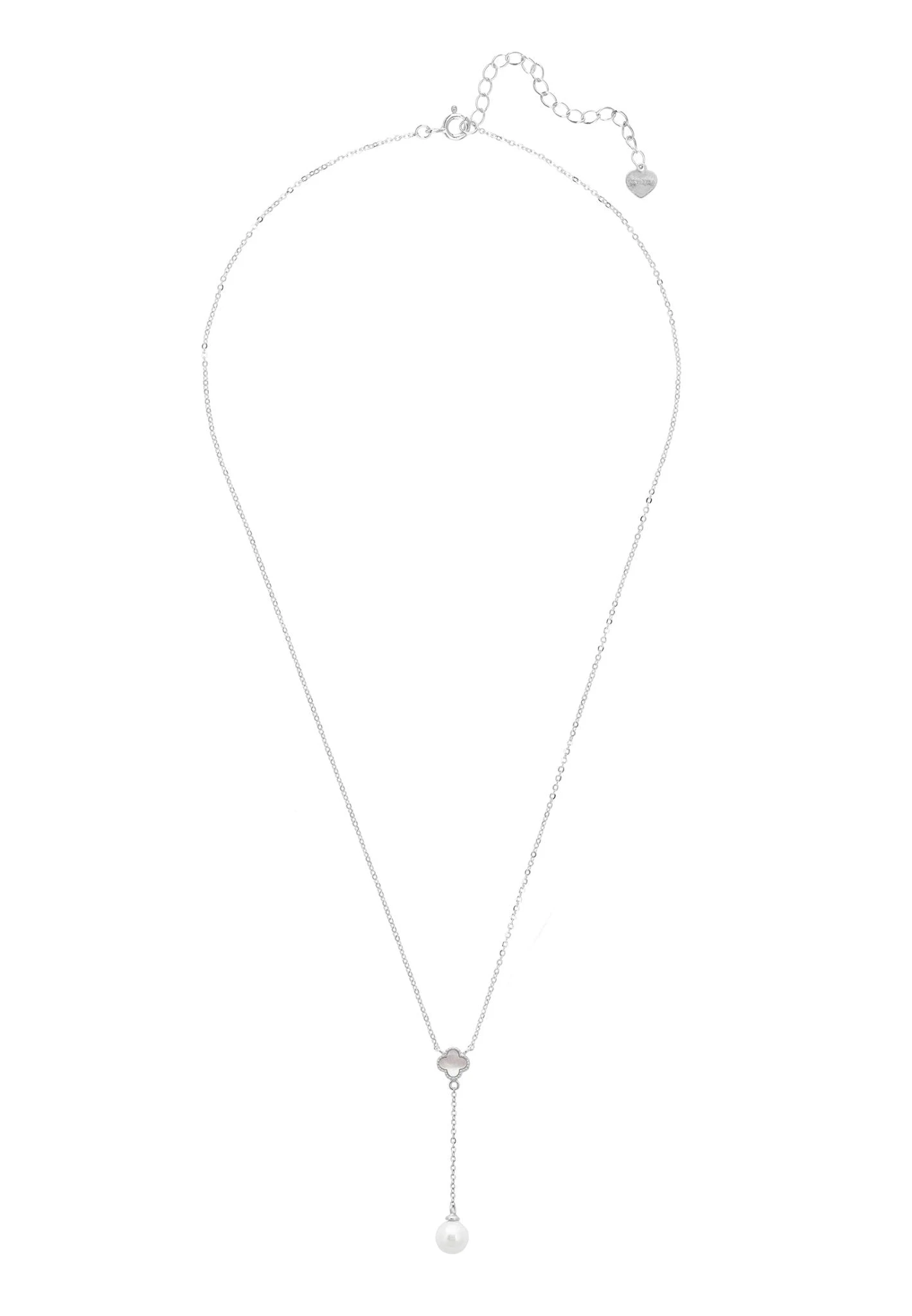 Latelita Lucky Clover Pearl Choker Necklace Silver 3 Latelita Lucky Clover Pearl Choker Necklace Silver - Image 3