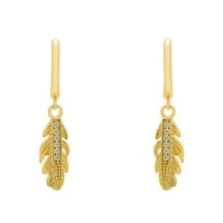 Latelita Lucky Feather Huggie Hoop Earrings Gold