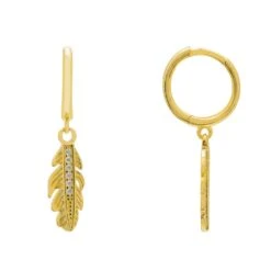 Latelita Lucky Feather Huggie Hoop Earrings Gold -Ornavique Sales lucky feather huggie hoop earrings gold 631992