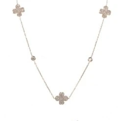 Latelita Lucky Four Leaf Clover Necklace Long Rose Gold
