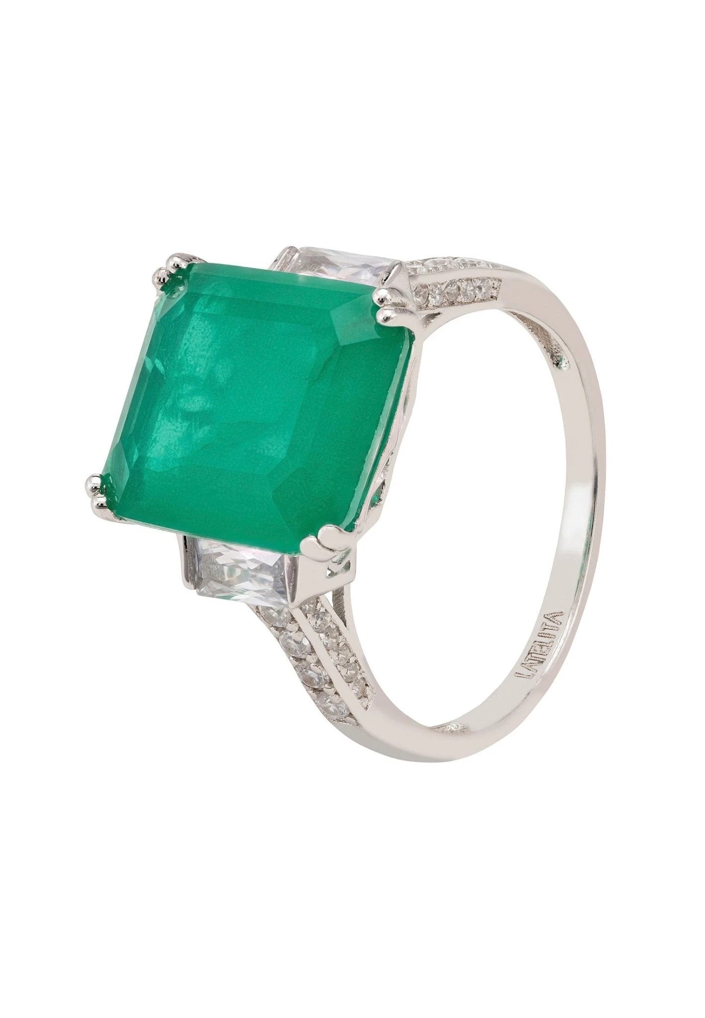 Latelita Margaret Cocktail Ring Silver Colombian Emerald 1 Latelita Margaret Cocktail Ring Silver Colombian Emerald