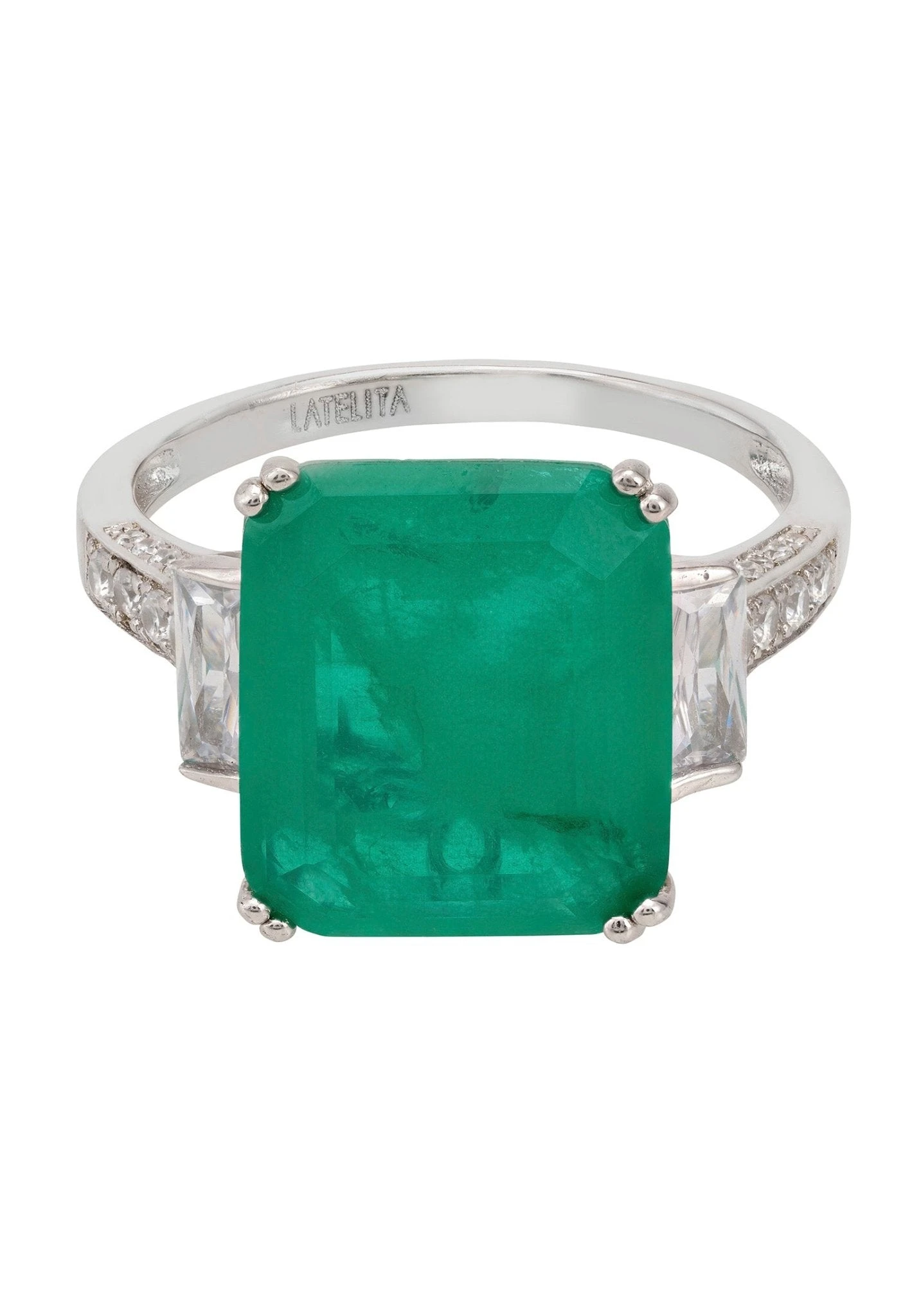 Latelita Margaret Cocktail Ring Silver Colombian Emerald 3 Latelita Margaret Cocktail Ring Silver Colombian Emerald - Image 3