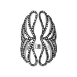 Latelita Marie Cocktail Ring Black Size O (Us 7) Silver