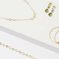 Latelita Milan Link Gemstone Necklace Gold Blue Topaz -Ornavique Sales milan link gemstone necklace gold blue topaz 309318