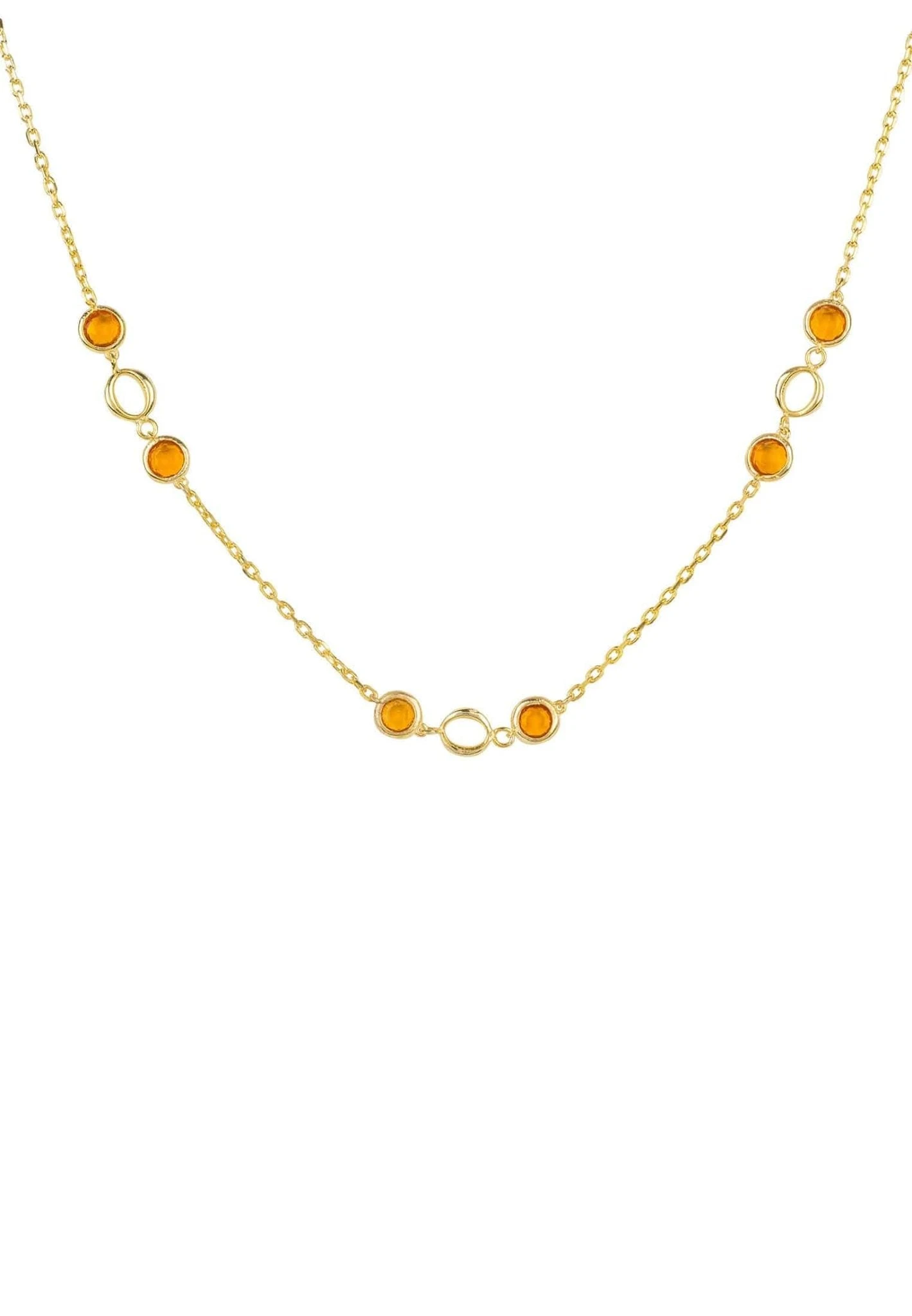 Latelita Milan Link Gemstone Necklace Gold Citrine 1 Latelita Milan Link Gemstone Necklace Gold Citrine