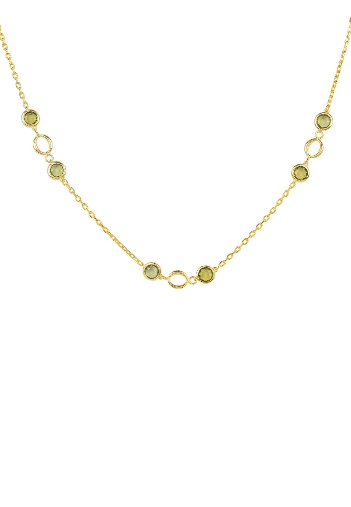 Latelita Milan Link Gemstone Necklace Gold Peridot 1 Latelita Milan Link Gemstone Necklace Gold Peridot