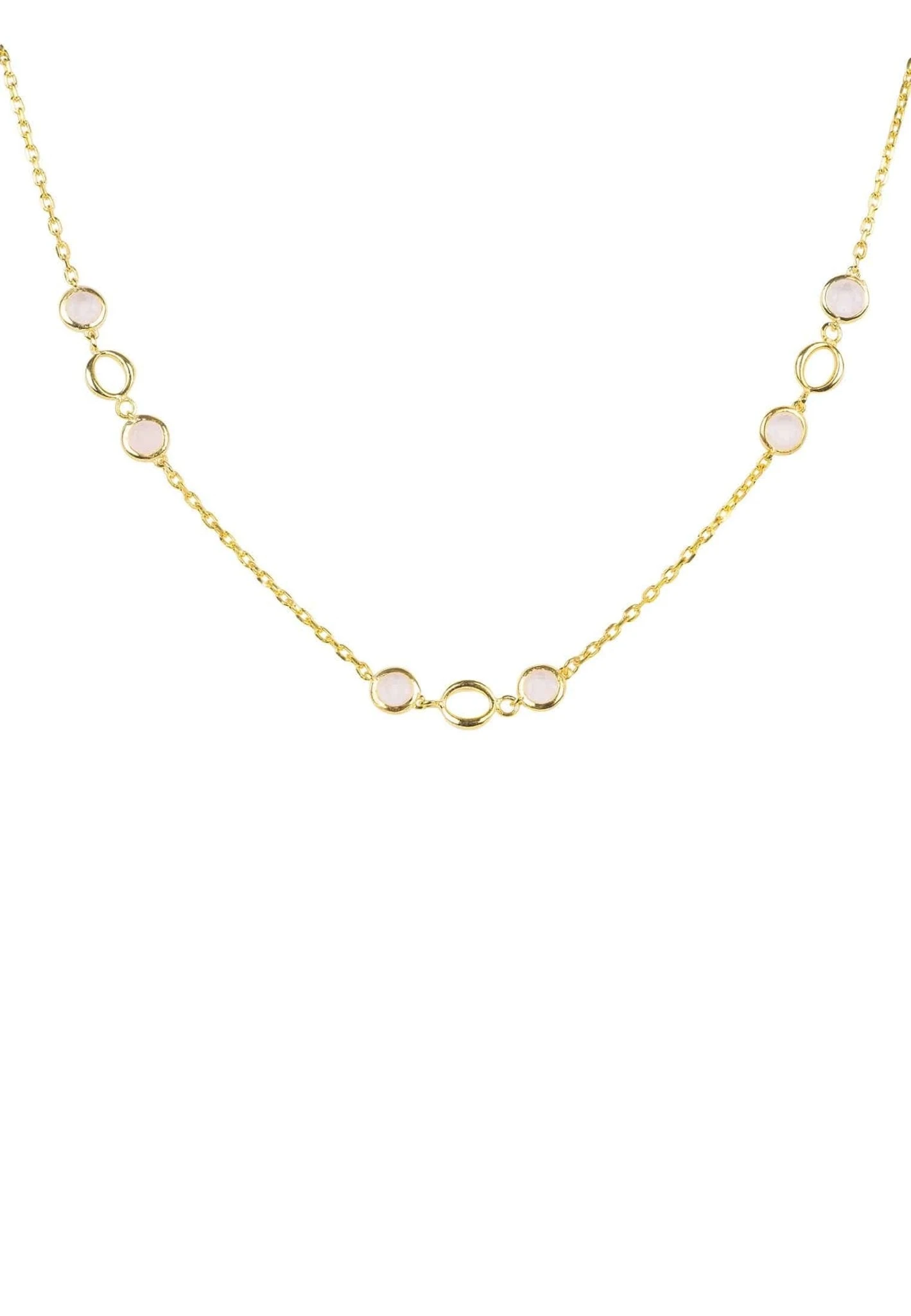 Latelita Milan Link Gemstone Necklace Gold Rose Quartz 1 Latelita Milan Link Gemstone Necklace Gold Rose Quartz