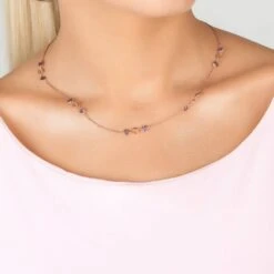 Latelita Milan Link Gemstone Necklace Rose Gold Amethyst -Ornavique Sales milan link gemstone necklace rose gold amethyst 181323